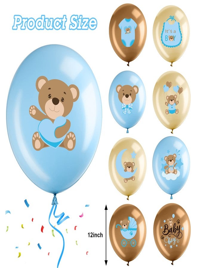 Charnoel 36 Pcs Bear Baby Balloons Latex Bear Balloons Blue Brown Baby Balloons We Can Bearly Wait Balloons Party Decorations for Memorable Baby Shower Gender Reveal, Birthday Party Supplies - Image 2